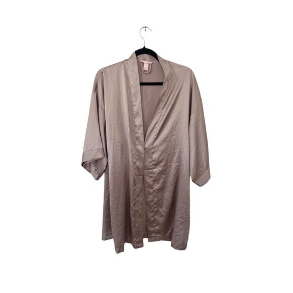 Victoria's Secret Satin Mauve Kimono Sleeve Short Wrap Robe Dress Gown - Picture 2 of 7